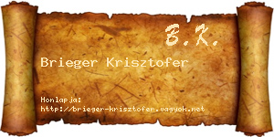 Brieger Krisztofer névjegykártya